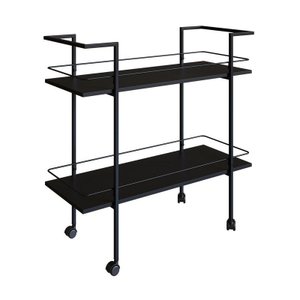 Carrinho Bar Estilo Industrial com 2 Prateleiras P1036 Preto