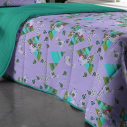 Edredom Solteiro Portallar Estampado Malha Lhama Dupla Face Portal Play Verde - 2