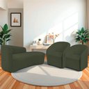Ver imagem 2 de Kit Sofá Curvo França 160cm Ld. e 2 Poltronas Luiza Max Conforto, Linho Verde