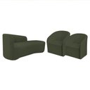Ver imagem 1 de Kit Sofá Curvo França 160cm Ld. e 2 Poltronas Luiza Max Conforto, Linho Verde