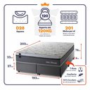 Ver imagem 3 de Conjunto Box Baú Super King Benton Cinza 193x203x78 c/ Molas Ensacadas