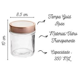 Jogo Porta Temperos e Condimentos 6 Potes de Vidro 350 Ml - 3