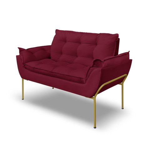 Namoradeira Luxo Recepção 12 Cores - Base Ferro Dourado - Marsala