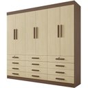 Ver imagem 1 de Guarda Roupa Mônaco Plus Castanho Linho 6 Portas 12 Gavetas D’doro