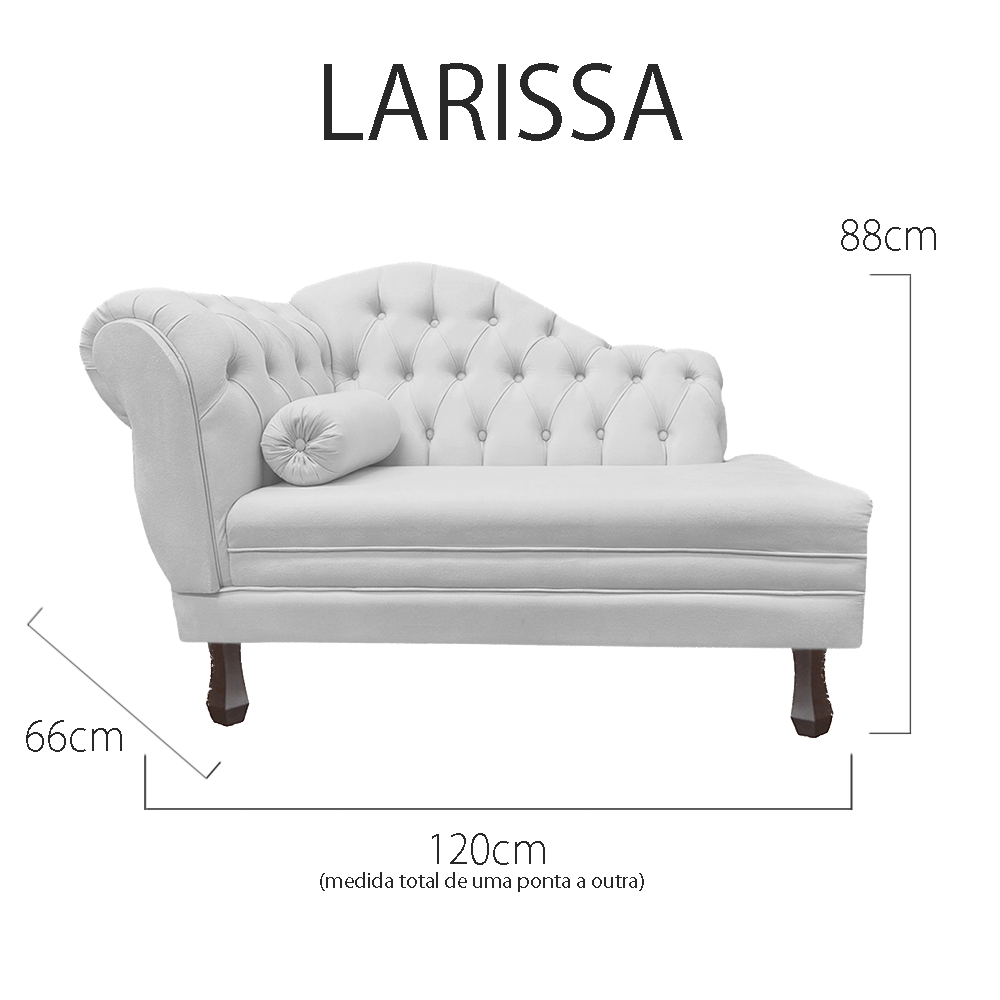 Recamier Sofá Esquerdo Larissa 120cm Sala Corano Branco - Incasa Decor - 6