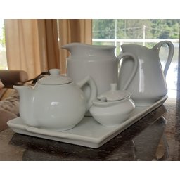 Jogo Café e Chá, Bandeja + Açucareiro barquinha 100ml + Chaleira 400ml + Leiteira 700ml + jarra 740m - 2