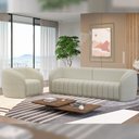 Ver imagem 4 de Kit Sofá 3 Lugares Sala Estar 292 com Poltrona Lazio Pés Madeira M03 Bouclê Bege Claro - Lyam Decor