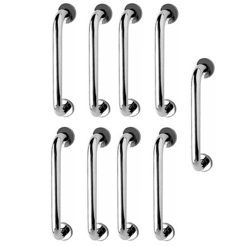 Alça de Apoio Inox 30cm Barra Kit 9 Unidades Idoso Deficiente Cadeirante Banheiro Box Segurança Corr