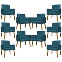 Ver imagem 1 de Kit 10 Poltronas Decorativas Mari Pé Palito Castanho - Azul-marinho Suede