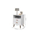 Ver imagem 3 de Mesa de cabeceira retrô pés em madeira 2 gavetas -Itália-CM - Branco