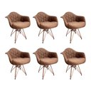 Ver imagem 1 de Kit 6 Poltronas Jantar Eames Eiffel Estofadas Caramelo Base Cobre