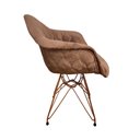 Ver imagem 3 de Kit 6 Poltronas Jantar Eames Eiffel Estofadas Caramelo Base Cobre