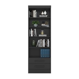 Estante Livreiro com 2 Gavetas Preto - Qmovi - 4