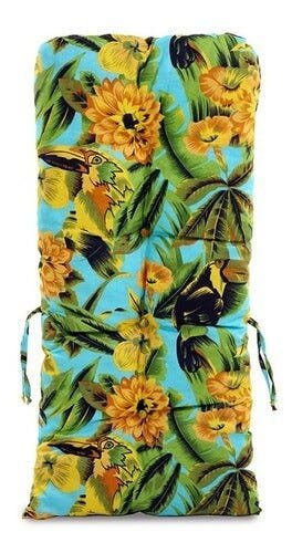 Almofada para Cadeira de Bambu Vime Cor Amarela e laranja - 03 - Estampa - 1