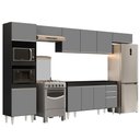 Ver imagem 1 de Armário de Cozinha Modulada 5 Peças CP13 Balcão sem Tampo Preto/Cinza - Lumil Lumil Móveis