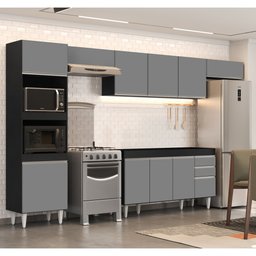 Armário de Cozinha Modulada 5 Peças CP13 Balcão sem Tampo Preto/Cinza - Lumil Lumil Móveis - 2