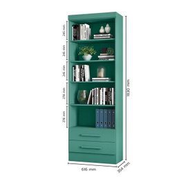 Estante Livreiro com 2 Gavetas Turquesa - Qmovi - 5