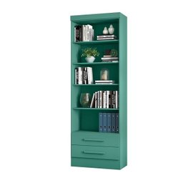 Estante Livreiro com 2 Gavetas Turquesa - Qmovi - 1