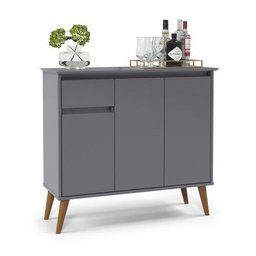 Aparador Buffet Veneza Cinza Pes Palito Ej - Lojas Lm - 1