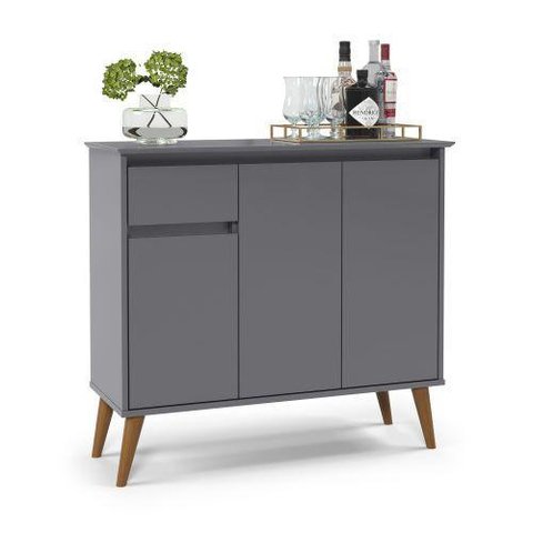 Aparador Buffet Veneza Cinza Pes Palito Ej - Lojas Lm