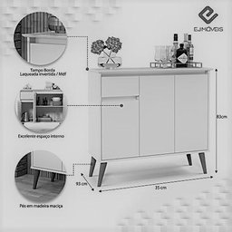 Aparador Buffet Veneza Cinza Pes Palito Ej - Lojas Lm - 5