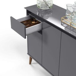 Aparador Buffet Veneza Cinza Pes Palito Ej - Lojas Lm - 4