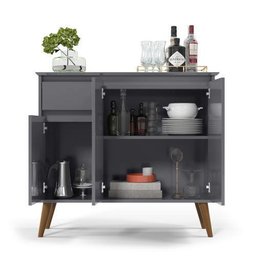 Aparador Buffet Veneza Cinza Pes Palito Ej - Lojas Lm - 3