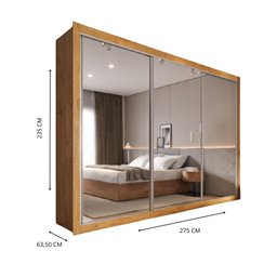 Guarda Roupa Cavich 3 Portas Espelhadas 100% Mdf Peroba - Móveis Europa - 4