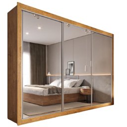 Guarda Roupa Cavich 3 Portas Espelhadas 100% Mdf Peroba - Móveis Europa - 2