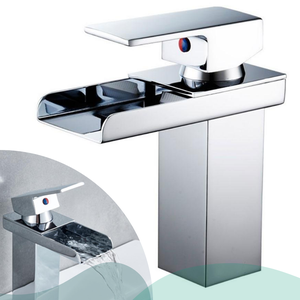 Torneira Banheiro Lavabo de Bancada Monocomando c/ Misturador em Metal  Estilo Cascata Quadrada Crom