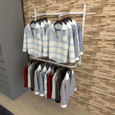 Arara de Roupas Closet Quarto com 6 Peças Cremalheira 100x100 Cm Cor Branco Modelo Clst1p26
