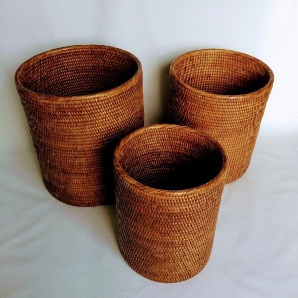 Cachepot redondo em rattan natural BAHAY - Grande 30x33cm - 2