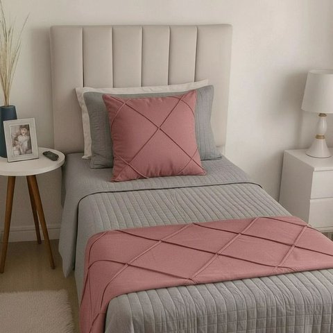 Peseira Drapeada Veludo Luxo 1,60x0,50m Dupla Face cama solteiro Rose