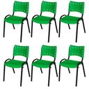 Ver imagem 1 de Cadeira Iso Base Preto Igreja, Escola, Escritório - Verde - Kit 6 Peças