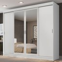 Ver imagem 1 de Guarda-Roupa Casal Madesa Austin 4 Portas de Correr com Espelhos 3 Gavetas Branco Cor:Branco