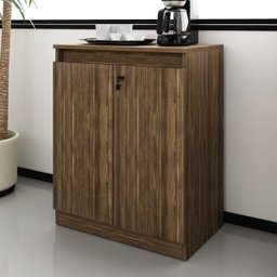 Balcão para Escritório Baixo 2 Portas com Chave 60cm Me4149 Tecno Mobili - Nogal - 1