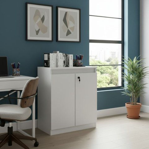 Armário Balcão Multiuso 60cm 2 Portas com Chave Compacto Tecnomobili - Branco