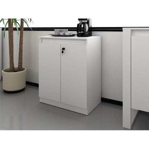 Balcão para Escritório Baixo 2 Portas com Chave 60cm Me4149 Tecno Mobili - Branco