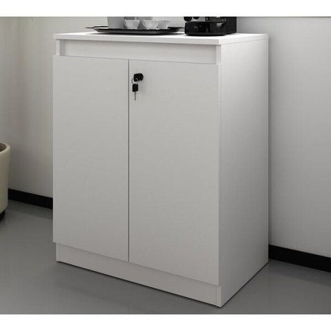 Balcão para Escritório Baixo 2 Portas com Chave 60cm Me4149 Tecno Mobili - Branco