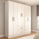 Ver imagem 1 de Guarda-roupa Solteiro Elise 6 Portas 2 Gavetas Branco - Panorama Móveis
