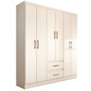 Ver imagem 3 de Guarda-roupa Solteiro Elise 6 Portas 2 Gavetas Branco - Panorama Móveis