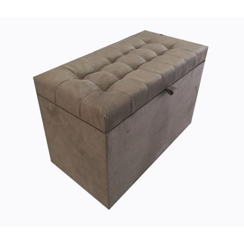 Puff Baú Estofado - Sala - Quarto - Decortivo Organizador Porta Objetos - Marrom Claro