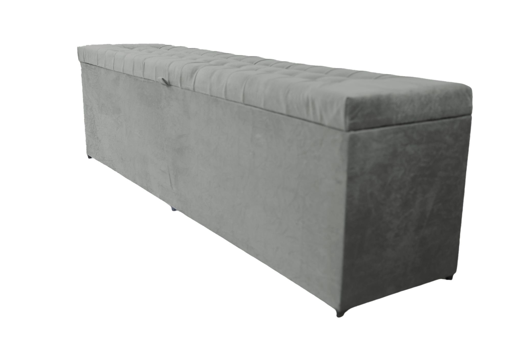 Puff Baú Decorativo 1,20cm - Cinza Suede