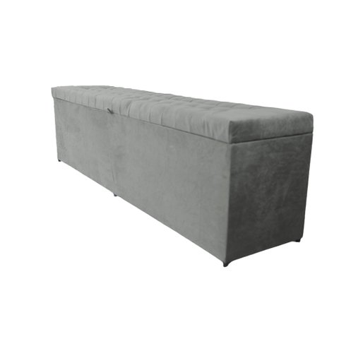 Puff Baú Decorativo 1,20cm - Cinza Suede