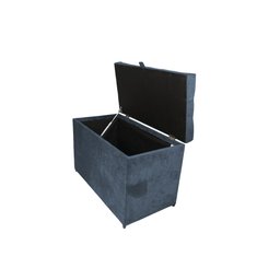 Puff Baú Retangular Estofado 68cm com Pistão a Gás - Cinza-escuro - 3