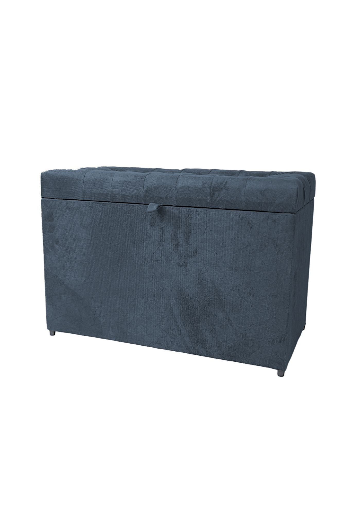 Puff Baú Retangular Estofado 68cm com Pistão a Gás - Cinza-escuro