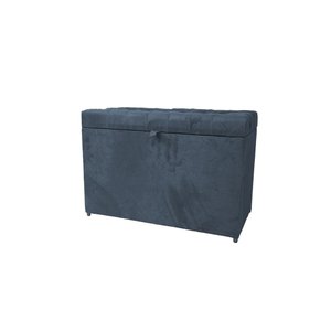 Puff Baú Retangular Estofado 68cm com Pistão a Gás - Cinza-escuro