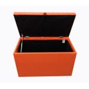 Ver imagem 2 de Puff Baú Estofado Laranja em Corino 68cm com Pistão Á Gás