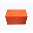 Ver imagem 1 de Puff Baú Estofado Laranja em Corino 68cm com Pistão Á Gás