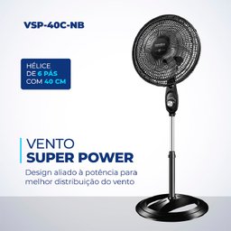 Vent 40cm Mondial Coluna Super Power 140w 6pas Vsp-40c-nb - 5389-02 - 2